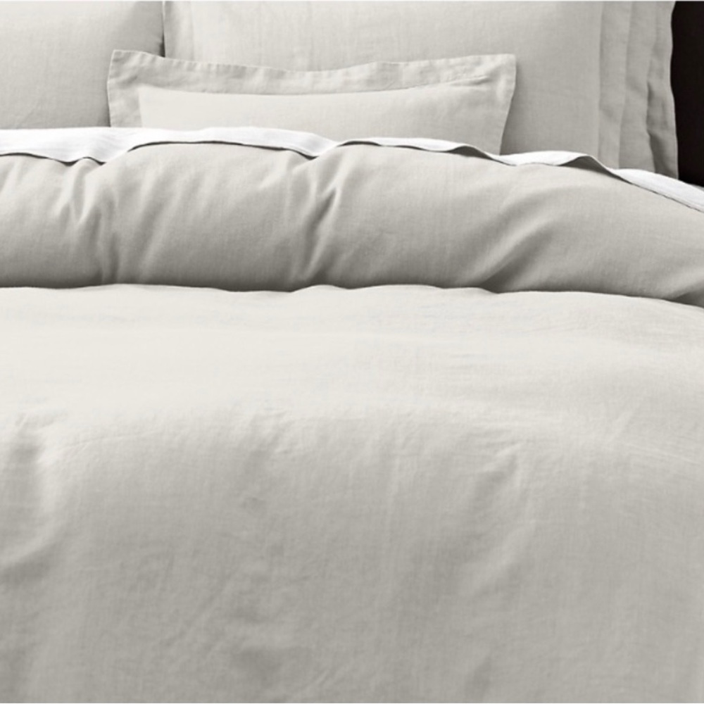 Restoration Hardware WASHED 100% LINEN TWIN DUVET COVER light gray 68″ × 86″ - Picture 3 of 12